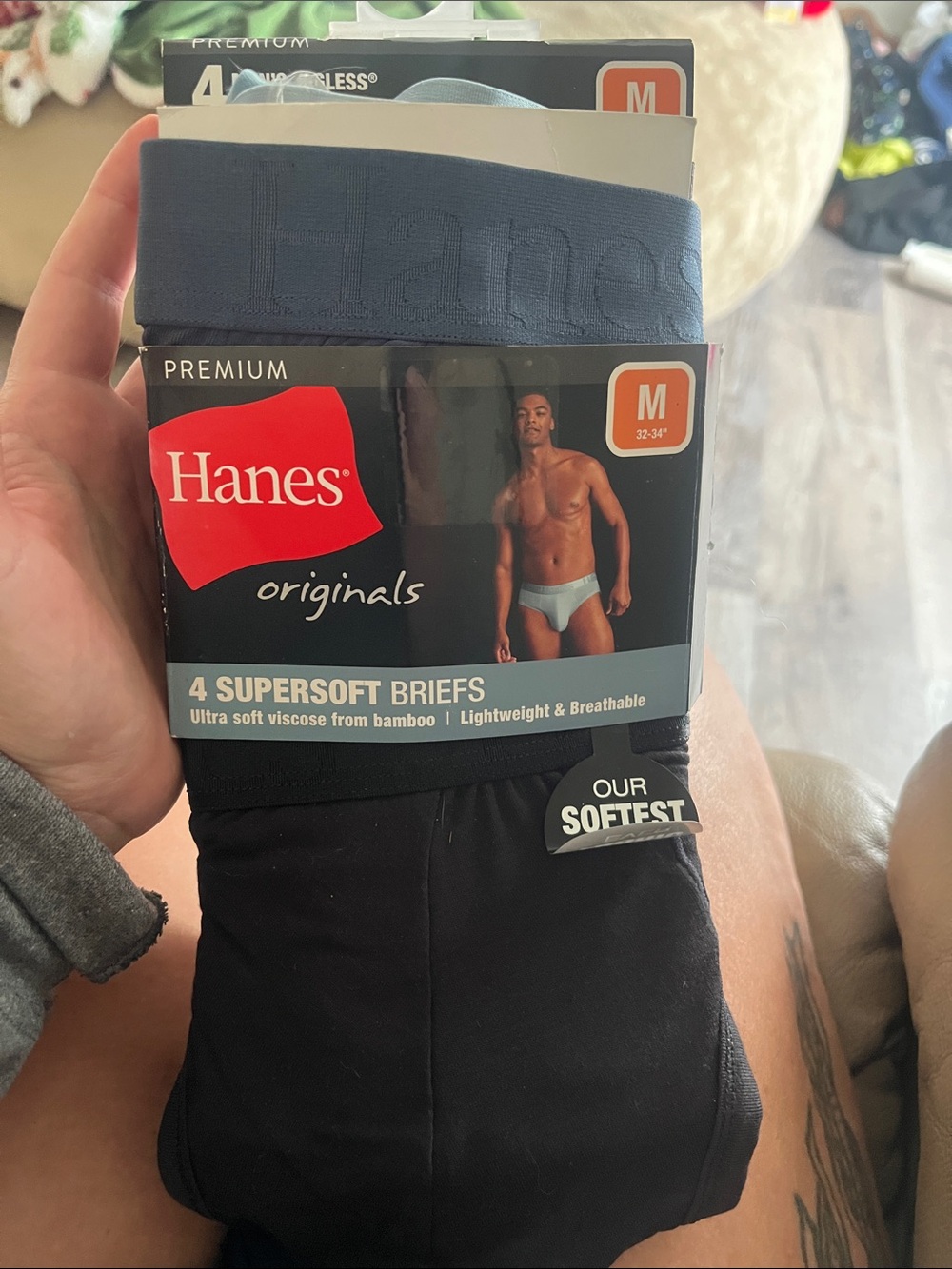 Hanes Men’s Supersoft Briefs - Black & Blue